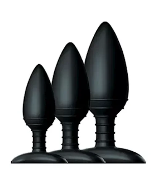 Butt Plug Trio 3 Solid Silicone Butt Plugs  - Black - 5 Inch — image 4 of 6