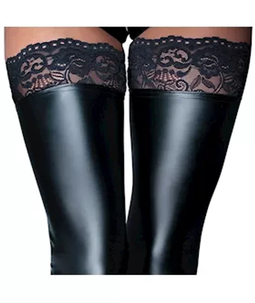 Lace Tipped Stockings  - Black - Extra Large — image 4 of 6