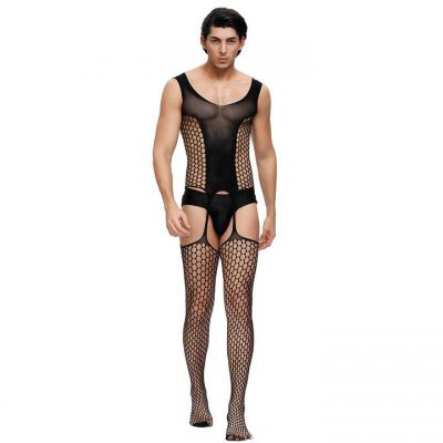 Bondara Man Black Pothole Suspender Bodystocking
