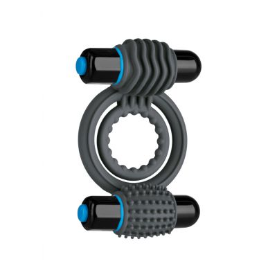 Vibrating Double C Ring Grey Electric Penis Ring