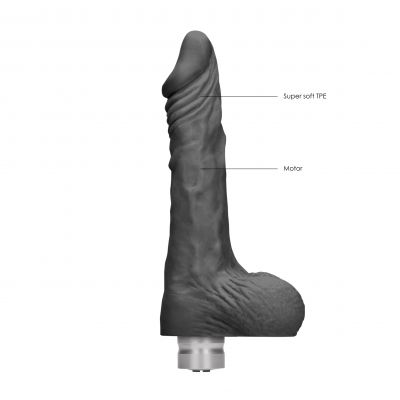 RealRock 9 Inch Black Realistic Vibrating Dildo With Balls 2 x AA