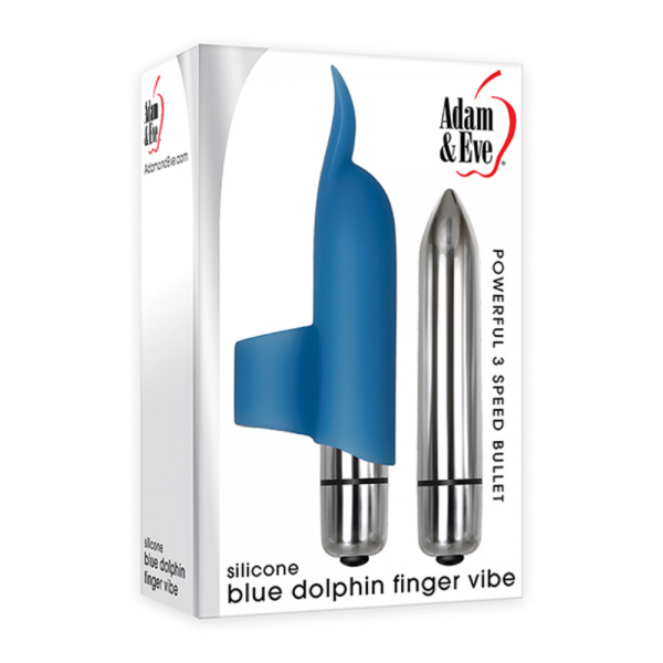 Adam & Eve Silicone Blue Dolphin Finger Vibe