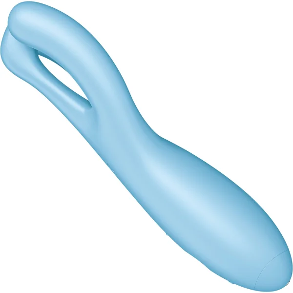 Satisfyer Threesome 4 Rechargeable Waterproof 12-Function App Enabled Dual Stimulation Vibrator - Blue