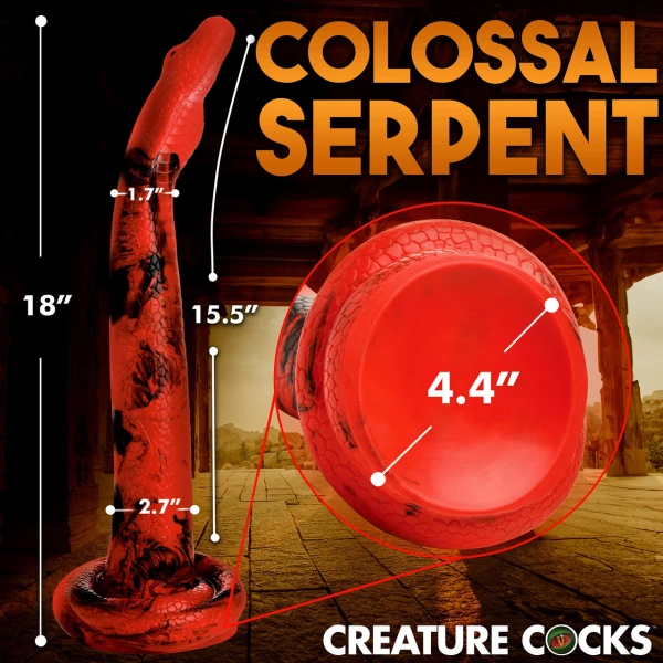King Cobra X-Large 18" Long Silicone Suction Cup Dildo By Creature Cocks