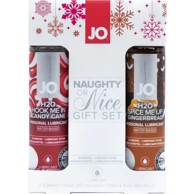 JO Naughty Or Nice Gift Set Water Based Personal Lubricant 1 oz Candy Cane 1 oz Gingerbread