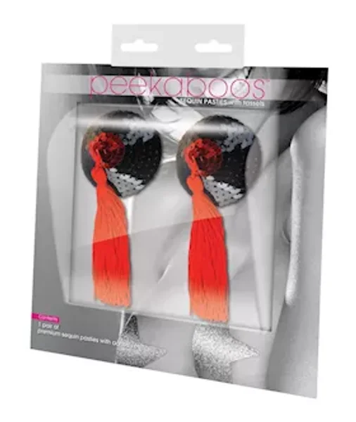 Sequin Pasties With Tassel - Red — image 2 of 3