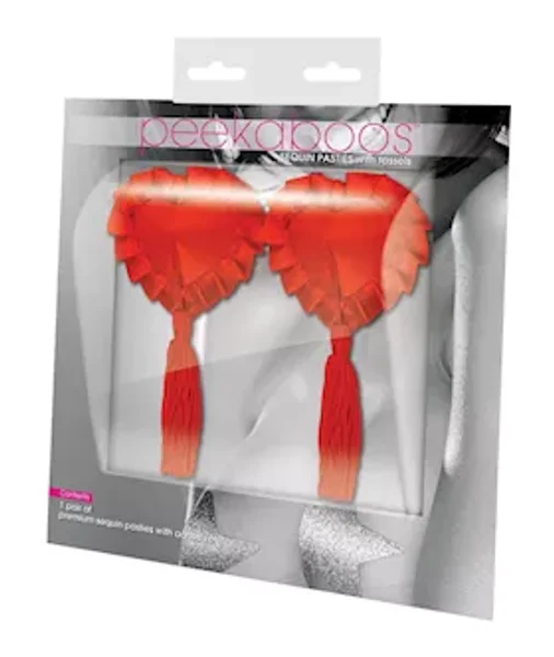 Satin With Tassel Pasties - Red — image 2 of 3
