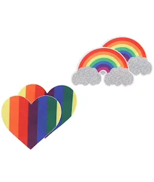 Pride Glitter Rainbows And Hearts Pasties - Rainbow — image 2 of 3