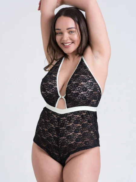 Lovehoney Mindful Black Lace Plunging Teddy