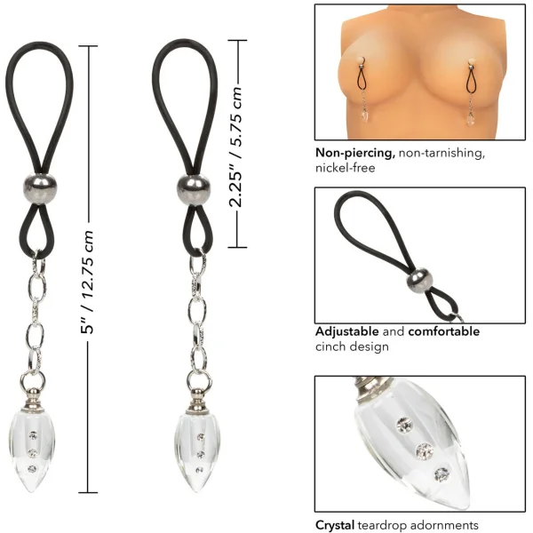 Nipple Play NonPiercing Nipple Jewellery Crystal Teardrop