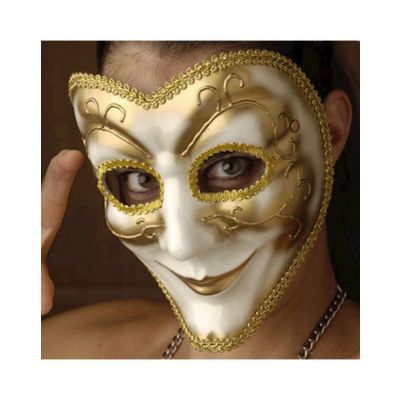 Venetian Style Mask With Smile White