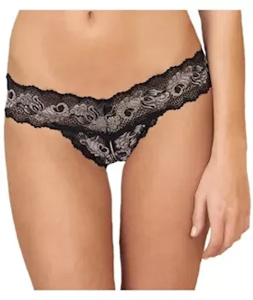 Crotchless Lace V-thong - Black - M/l — image 2 of 2