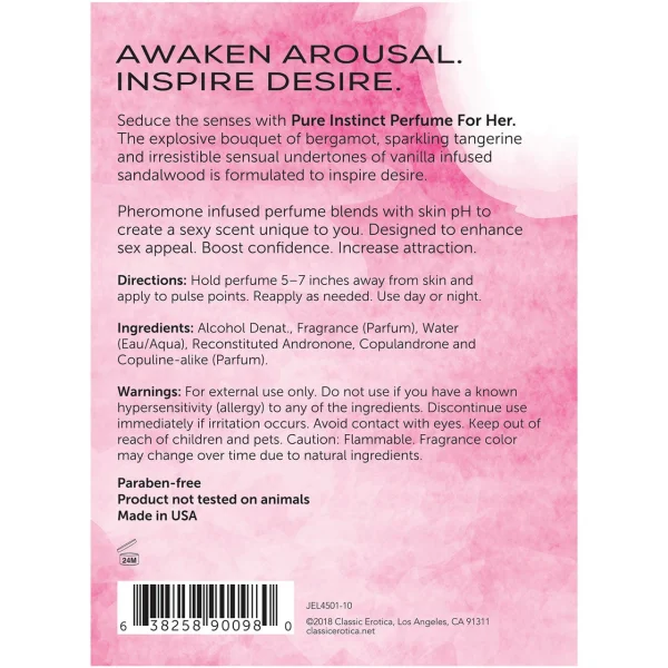Pure Instinct Pink - Pheromone Perfume Oil Roll On .34 oz