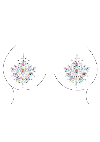 Le Desir Open-Cup Tie Dye Strappy Teddy and Dazzling Nipple Bling Stickers