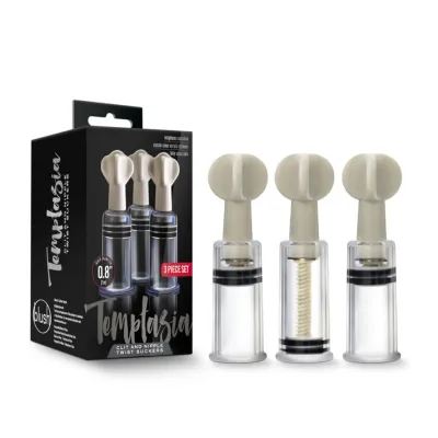Blush Temptasia Clit And Nipple Twist Suckers Set of 3 Clear