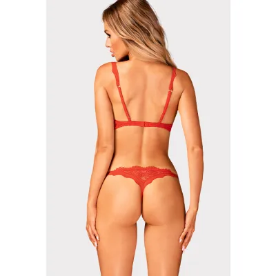 Obsessive Beloved Lace Open Cup Bra with Crotchless Thong