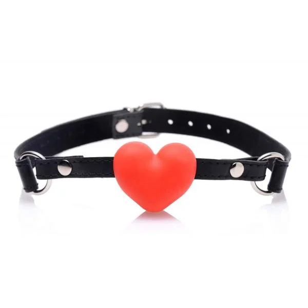 Heart Beat Silicone Heart Shaped Mouth Gag Red