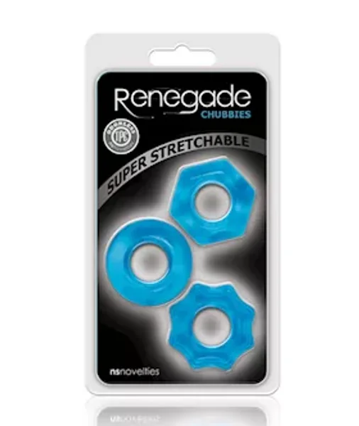 Renegade Chubbies Set Of 3 Cock Rings - Blue — image 3 of 4