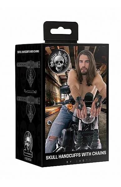 Ouch! Handcuffs With Skulls And Chains Black