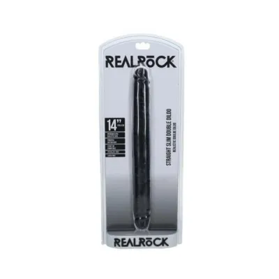 Couples Dildos Realrock 14 In Slim Double ended Dong Black