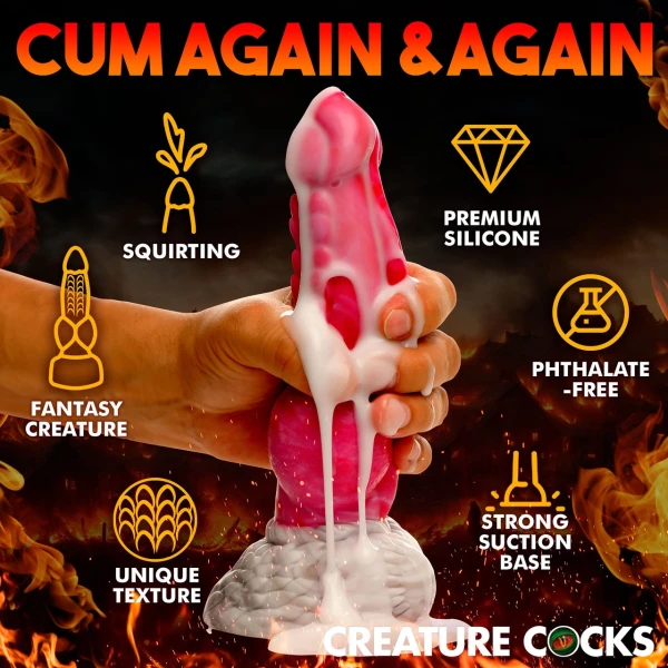 Resurrector Phoenix 9" Squirting Silicone Suction Cup Dildo By Creature Cocks