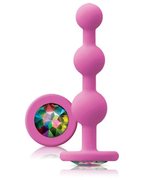 Glams Ripple Rainbow Gem Beads - Pink - 4.5 Inch