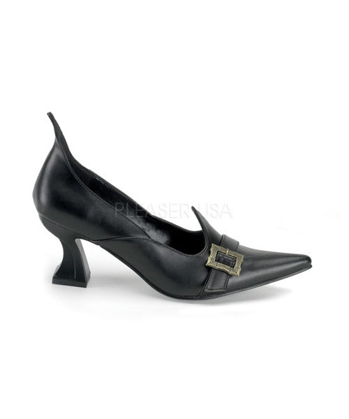 SALEM-06 - Blk Pu Witch Pump, 2 1/2" Heel, Witch Costume
