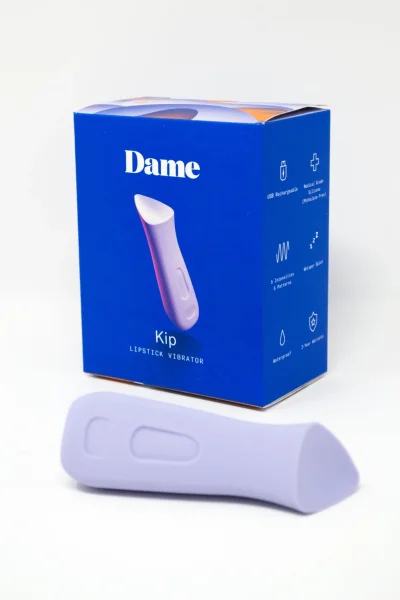 KIP Silicone Rechargeable Waterproof Lipstick Vibrator by Dame - Lavender