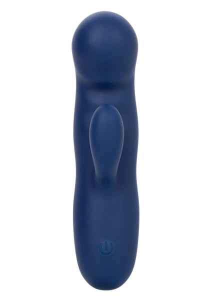 Cashmere Silk Duo Rechargeable Waterproof Silicone Rabbit Vibrator By CalExotics - Blue