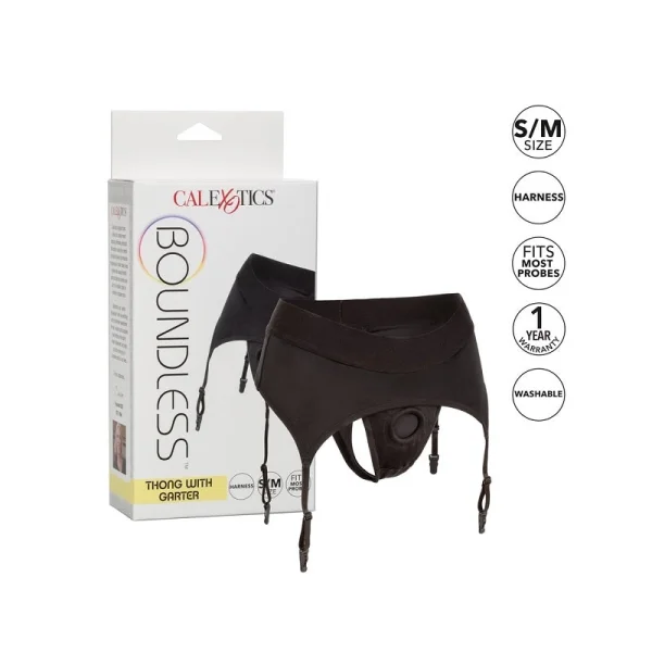 Boundless Thong With Garter Strap-On Harness By CalExotics