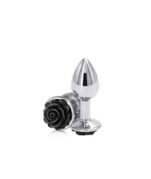 Rose Buttplug - 3 Inch - Black — image 3 of 4
