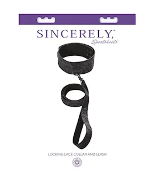Sincerely Locking Lace Collar & Leash - Black — image 4 of 4