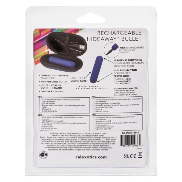 Rechargeable Hideaway Bullet  - Blue