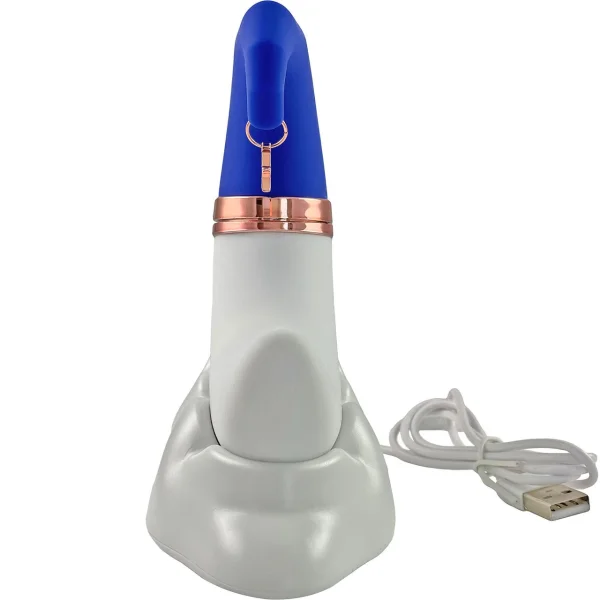 Happy Moon Rechargeable Pleasure Air Clitoral Stimulator With G-Spot Vibrator - Blue