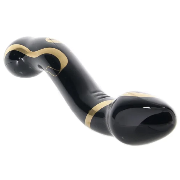 Secret Kisses Handblown Double Ended Glass Dildo 7.5" - Black & Gold — image 6 of 10