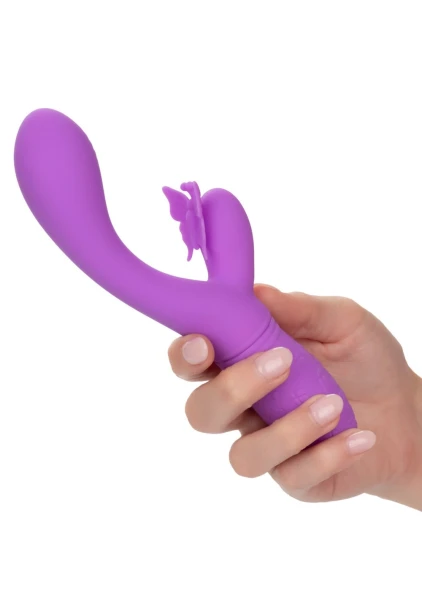 Rechargeable Butterfly Kiss Silicone Flutter Dual Stimulation Vibrator By CalExotics - Purple