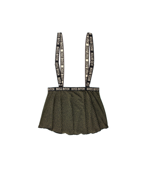 Skater Skirt With Suspenders - Black/Gold - S/M
