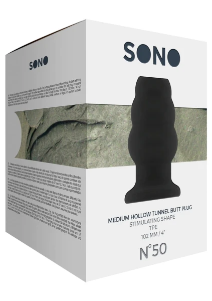 Sono No.50 - Medium Hollow Tunnel Butt Plug - 4 Inch - Black