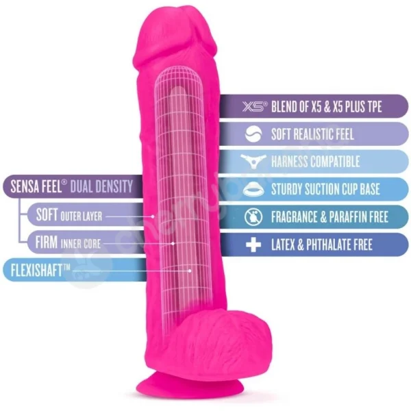 Au Naturel Bold Big John Pink 11" Flexishaft Dildo