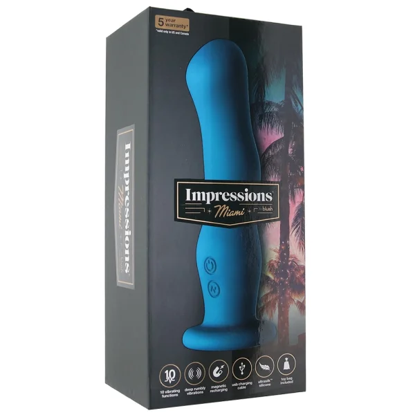 Impressions Miami Rechargeable Waterproof Silicone G-Spot Suction Cup Vibrator By Blush - Teal