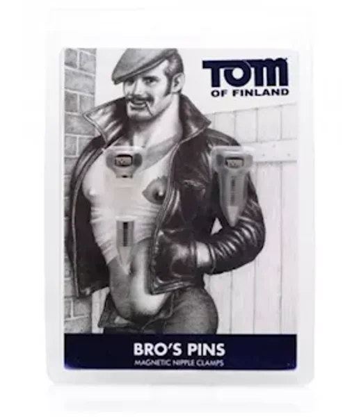 Tom Of Finland Bro's Pins Magnetic Nipple Clamps - Grey - 1.5 Inch — image 6 of 8