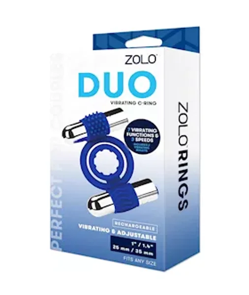 Zolo Duo Vibrating C-ring - Blue - 1.5 Inch — image 4 of 4