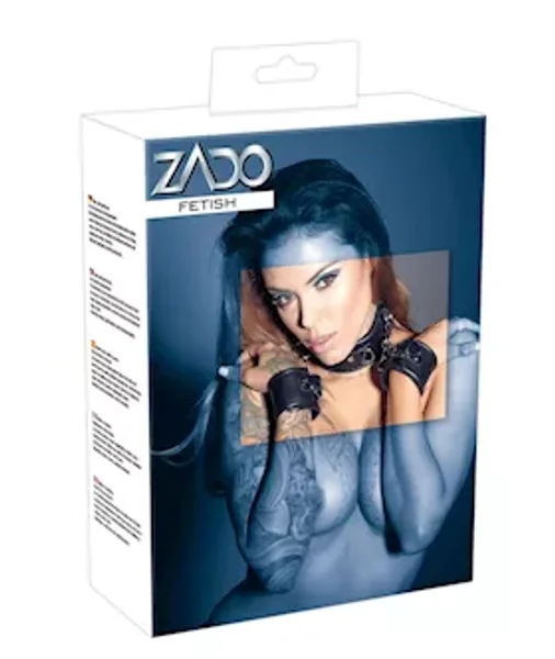 Leather Neck And Hand Cuffs - Black — image 2 of 2