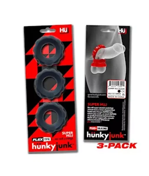 Super Huj - 3-Pack Cockrings - Tar Ice