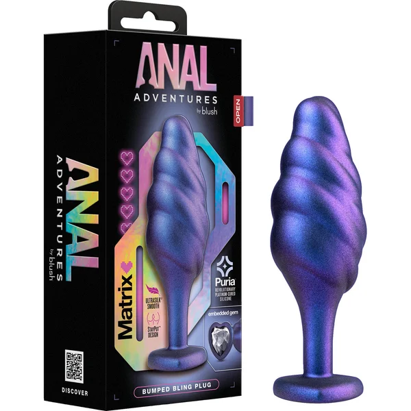 Anal Adventures Matrix Bumped Bling Silicone Butt Plug By Blush - Sapphire — image 22 of 22
