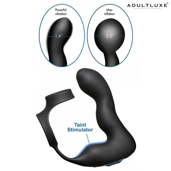Swell 10X Inflatable Rechargeable Silicone Vibrating Prostate Plug With Cock & Ball Ring & Remote - Black — image 16 of 16
