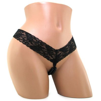 Crotchless beaded lover s thong