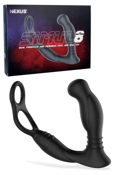Nexus SIMUL8 Dual Motor Vibrating Prostate Massager with attached Cock Rings