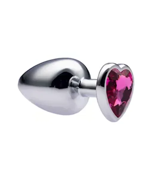 Kink Range Alloy Love Heart Gemmed Butt Plug - 3.7 Inch - Pink - Large — image 4 of 6
