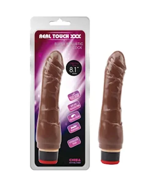 Real Touch Vibrating Cock - 8.2 Inch - Brown - 8.2 Inch — image 5 of 5